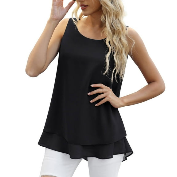 Women's Loose Fit Tank Tops Summer UPF 50  Sun Protection Scoop Neck Curved Hem Casual Sleeveless Tops