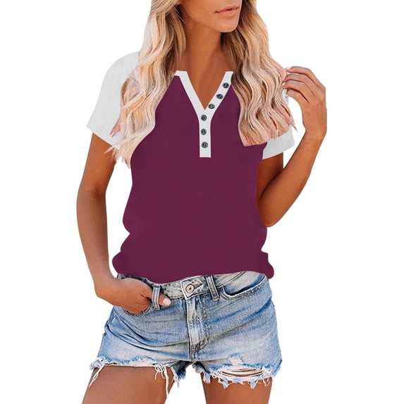 Women's Loose Fit V-Neck Short Sleeve Raglan T-Shirt for Casual Comfort