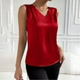 thumbnail image 1 of Women's Loose Fit V Neck Sleeveless Solid Color Tunic Top Blouse Comfy Breathable Casual Daily Wear | CSEONE,Red L, 1 of 6