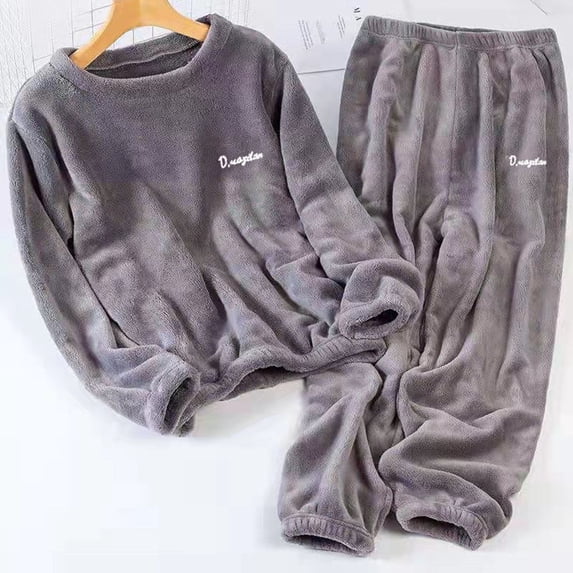 Women's Loose Fit Velvet Pajama Set Long Sleeve Top and Pants Soft Winter Warm Sleepwear