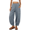thumbnail image 1 of Women's Loose Fit Wide Leg Casual Pants with Stretch Waistband and Side Pockets, 1 of 8
