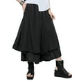 thumbnail image 1 of Women's Loose Fit Wide Leg Pants with Side Pockets for Casual Lounge Wear Culottes Style GY2416 Black L, 1 of 5