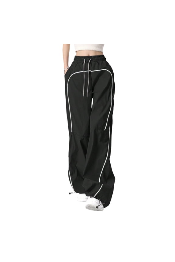 Women’s Loose Fit Wide Leg Sweatpants – Y2K Elastic Waist Jogging Pants Parachute Dance Studio Pants, Warm Streetwear Lounge Pants for Winter Everyday Wear