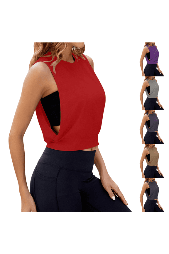 Women's Loose Fit Yoga Cover-Up, Thin Sleeveless Athletic Top for Summer, Lightweight Layer for Beach, Gym, and Casual Outdoor Wear-Brown