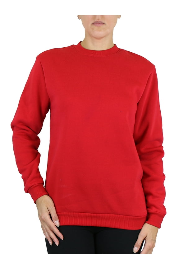 Women's Loose Fitting Crew Neck Fleece-Lined Pullover Sweater