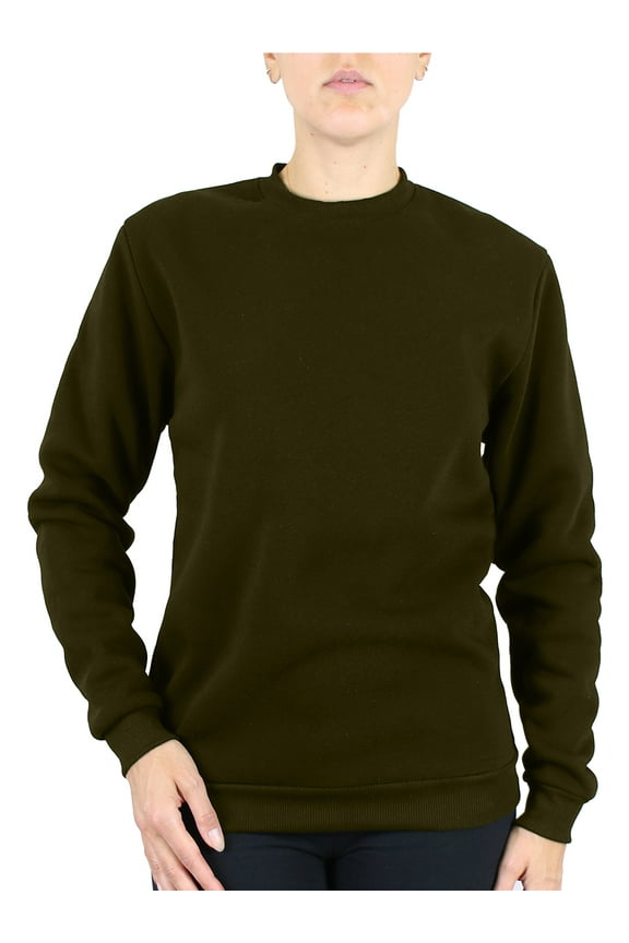 Women's Loose Fitting Crew Neck Fleece-Lined Pullover Sweater