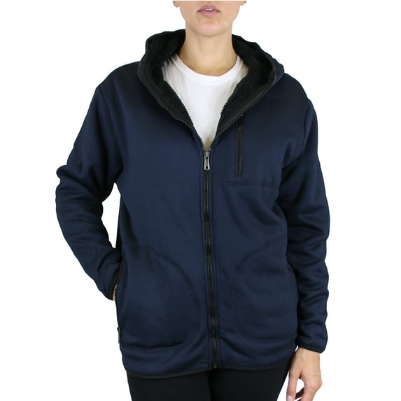 Women's Loose Fitting Tech Sherpa Fleece-Lined Zip Hoodie With Chest Pocket