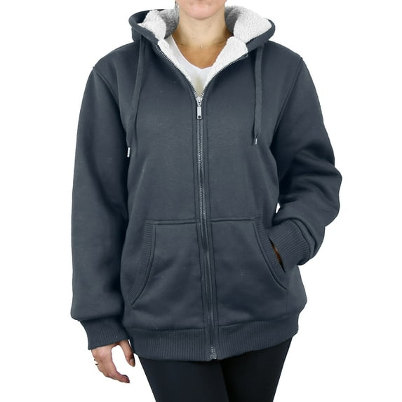 Women's Loose Fitting Tech Sherpa Fleece-Lined Zip Hoodie With Chest Pocket