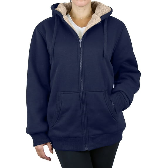 Women's Loose Fit Oversize Full Zip Sherpa Lined Hoodie Fleece