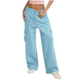 thumbnail image 1 of Women's Loose High Waist Straight Cargo Pants with Pockets Lightweight and Comfortable Sports Pants, 1 of 19