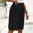 thumbnail image 1 of Women's Loose High Waisted Bermuda Shorts Elastic Waist Shorts Casual with Pockets Black L, 1 of 6
