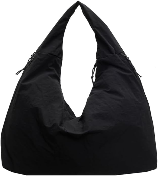 Women's Loose Hobo Multi Pockets Nylon Handbag Pure Colour Draped Hobo Bags Bags Large Shoulder Bag