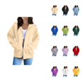 thumbnail image 1 of Women's Loose Hooded Zipper Hoodie, Long Sleeve Oversized Jacket with Pockets, Solid Color, Y2K Fashion, 1 of 5
