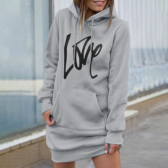 Women's Loose Hoodie Mid Length Hoodie Dress Womens Zip Hoodie Lightweight Long Sleeve Hooded Sweatshirt Women Womens Sports Hoodie Winter Clothes Women Plain Sweatshirt with Pockets Long Length Zippe