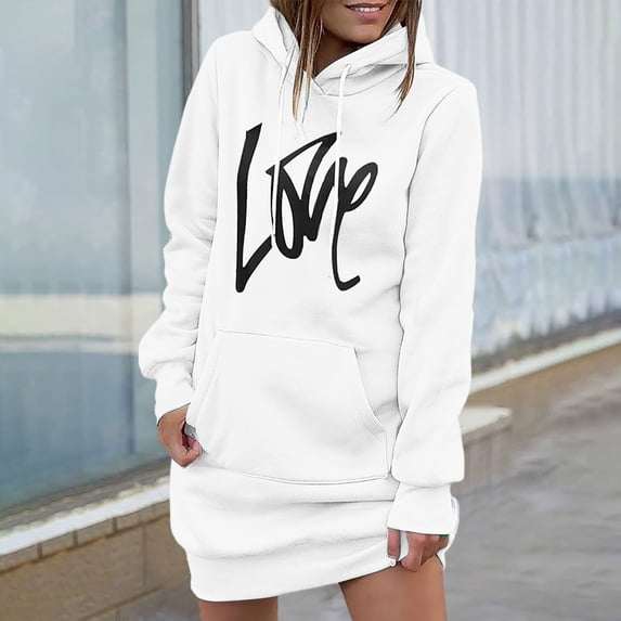 Women's Loose Hoodie Mid Length Hoodie Dress Womens Zip Hoodie Lightweight Long Sleeve Hooded Sweatshirt Women Womens Sports Hoodie Winter Clothes Women Plain Sweatshirt with Pockets Long Length Zippe