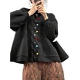 thumbnail image 1 of Women's Loose Knit Cardigan,Colorful Button Puff Sleeve Sweater Top with Pockets,Oversized, 1 of 7