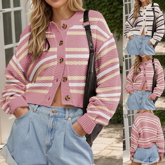 Women's Loose Knitted Sweater Pullover Long Sleeve Round Neck Casual Fashion Top Warm Comfortable Winter Fall Fashion Gift | CSEONE,Pink XL