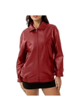Women Red Leather Jacket