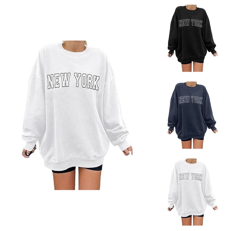Women's Loose Letter NEW Work Print Hoodie Sports Long Sleeve Crew
