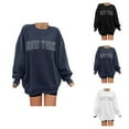 thumbnail image 1 of Women's Loose Letter NEW Work Print Hoodie Sports Long Sleeve Crew Neck Pullover Casual Top Sun Shirts For Men, 1 of 4