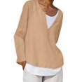 thumbnail image 1 of Women's Loose Linen Casual Button V Neck Plus Size Solid Shirt Blouse Tunic Tops, 1 of 2