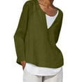thumbnail image 1 of Women's Loose Linen Casual Button V Neck Plus Size Solid Shirt Blouse Tunic Tops, 1 of 2