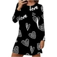 thumbnail image 1 of Women's Loose Nightgown Long Sleeve Nightshirt Heart Print Sleepwear Keen Length Pajama Dress Soft Loungewear, 1 of 6