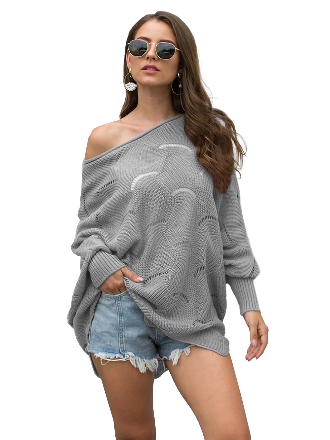 grey batwing top