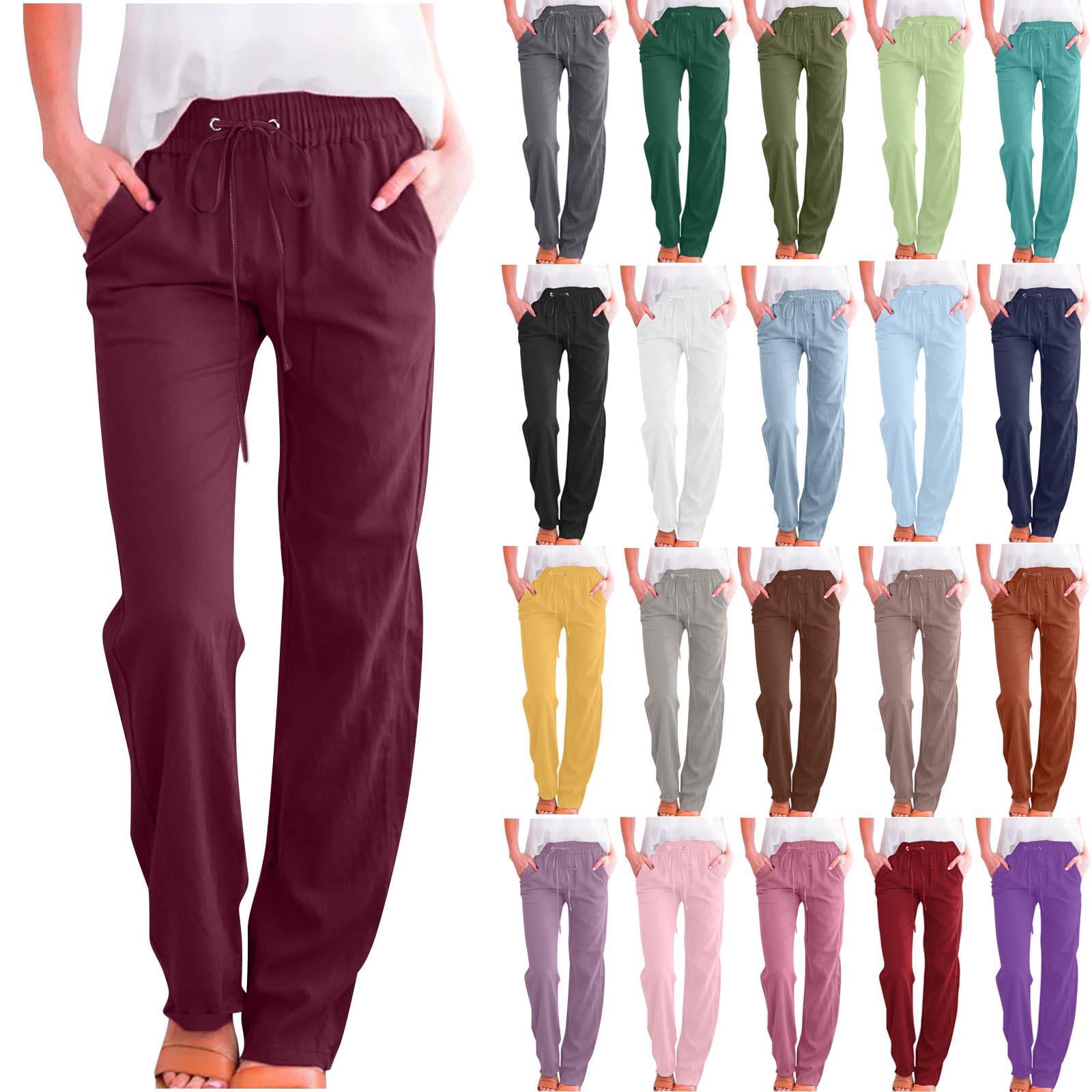 Women-s-Loose-Pants-Solid-