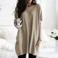 thumbnail image 1 of Women's Loose Plus Size Round Neck Printed Long-sleeved Pocket T-shirt, 1 of 1