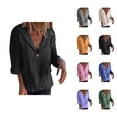 thumbnail image 1 of Women's Loose Plus Size Solid Button With Lapel In Linen Blend Cardigan Sweaters for Women, 1 of 2