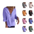 thumbnail image 1 of Women's Loose Plus Size Solid Button With Lapel In Linen Blend Cardigan Sweaters for Women, 1 of 2