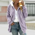 thumbnail image 1 of Women's Loose Plush Zipper Hooded Jacket, 1 of 9