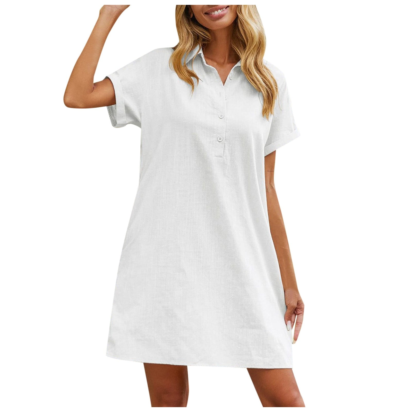 ワンピース Short Sleeve Polo Dress Women's Loose Polo Dresses Short Sleeve Turndown Collar