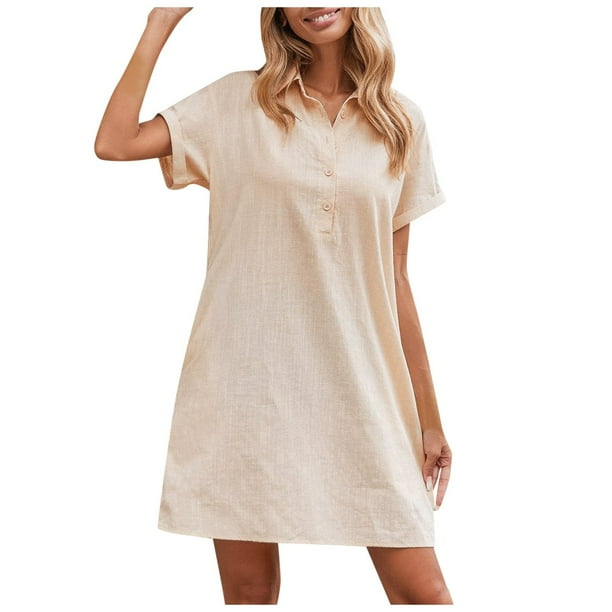 ワンピース Short Sleeve Polo Dress Women's Loose Polo Dresses Short Sleeve Turndown Collar