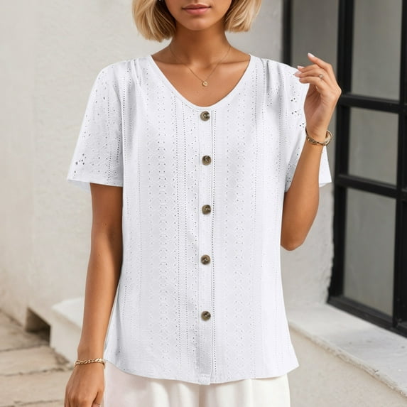 Women's Loose Round Neck Short Sleeve Jacquard T Shirt With Comfy Summer Shirts Womens Short Sleeve Tops Loose Fit Long Sleeved Shirt Long Sleeve Shirt for Women Long Sleeve T Shirts for Woman