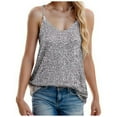 thumbnail image 1 of Women's Loose Sequin V Neck Sleeveless Casual Deep V Tank Tops for Everyday Wear, 1 of 1
