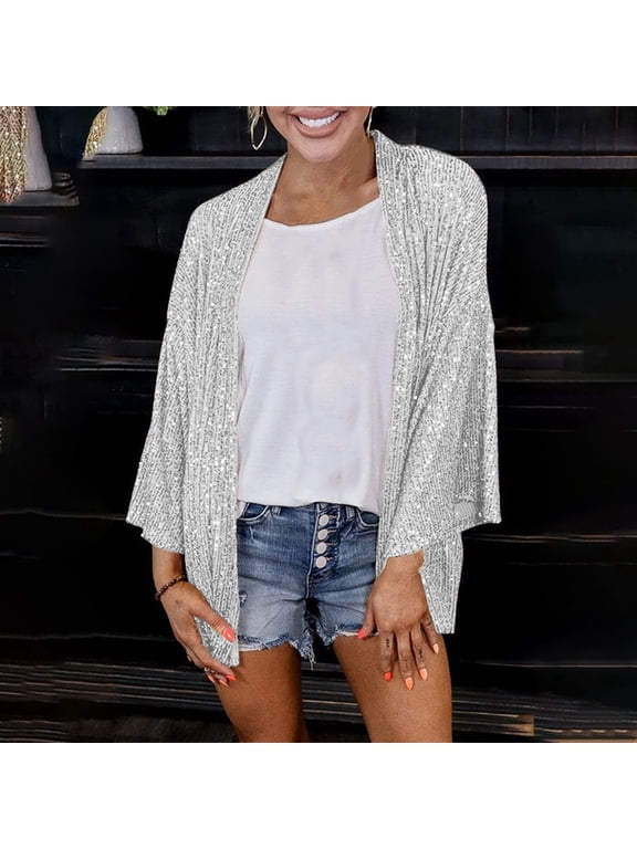 Women's Loose Sequin Wide Legged Top Solid Color Open Front Cardigan Long Cardigan Sweaters for Women Cardigan Pocket Knitted Maternity Sweater Cardigans Sweaters for Women 2017 Sweater Leopard
