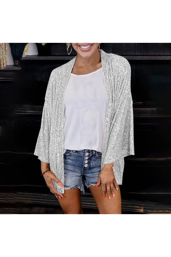 Women's Loose Sequin Wide Legged Top Solid Color Open Front Cardigan Long Cardigan Sweaters for Women Cardigan Pocket Knitted Maternity Sweater Cardigans Sweaters for Women 2017 Sweater Leopard