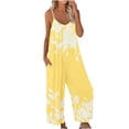 thumbnail image 1 of Women's Loose Sleeveless Jumpsuits Various Flower Print Adjustable Spaghetti Strap Stretchy Long Pant Romper Jumpsuit with Pockets, 1 of 5