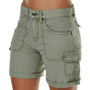 Shorts For Women Loose Solid Color Mini Pant Summer Beach Shorts Buttons Short Hot Pants Cargo Shorts Womens Shorts