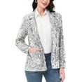 thumbnail image 1 of Women's Loose Sparkle Sequin Jacket Long Sleeve Casual Blazer Open Front Cardigan Coat, Silver, Small, 1 of 7