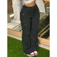 thumbnail image 1 of Women's Loose Straight Leg Denim Overalls, Classic Multi-Pocket Design, Non-Stretch Regular Zipper Button Pants, Comfortable And Versatile, Suitable For Everyday Wear And Outdoor Activities, 1 of 8