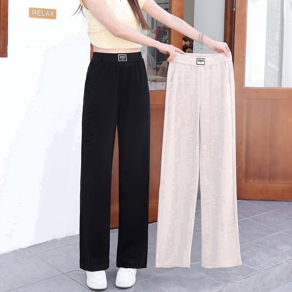 Women's Loose Straight Leg Pants , Elastic Waist Casual Pants