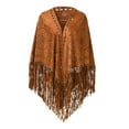 thumbnail image 1 of Women's Loose Suede Fringes Open Cape Poncho - One Size, Polyester, Punch Pattern - Length 190cm, 1 of 3
