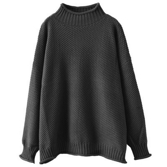 Women's Loose Sweater Oversized Casual Cable Knit Pullover Tops Basic Fall Winter Warm Chunky Knit Batwing Sleeve Shirts (Free Size, Black)
