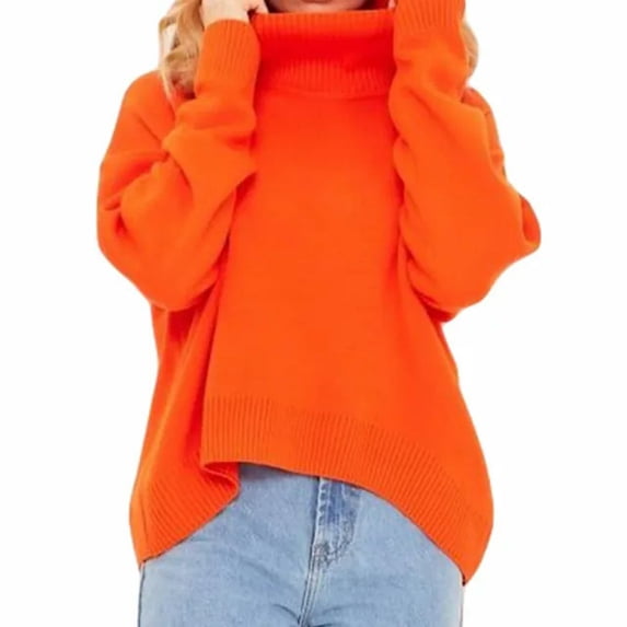 Women's Loose Sweaters Autumn and Winter Clothes Harajuku Fashion Solid Color Warm Long Sleeve Pullover Women's Street Clothing-b-L