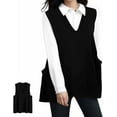 thumbnail image 1 of Women's Loose Swing Cute Oversized Knit Sweater Vest Fall Sweaters with Pockets Fashion Oversized Knitted Pullover Tops, 1 of 7