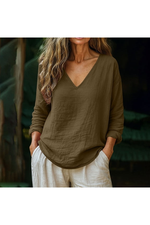 Women's Loose V-Neck Drop-Shoulder Knit Top - Soft Slouchy Loungewear & Everyday Wear