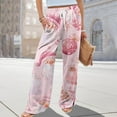thumbnail image 1 of Women's Loose Wide Leg Pants, Christmas Print Elastic Waist Drawstring, Casual Pocket Trousers, Fashion Holiday Pants for Women, Cozy and Festive,Pink,2XL, 1 of 6